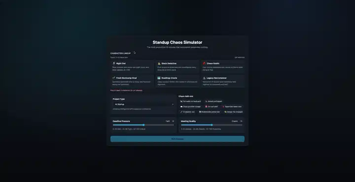 Standup kaosunu eğlenceye çeviren mini web uygulaması