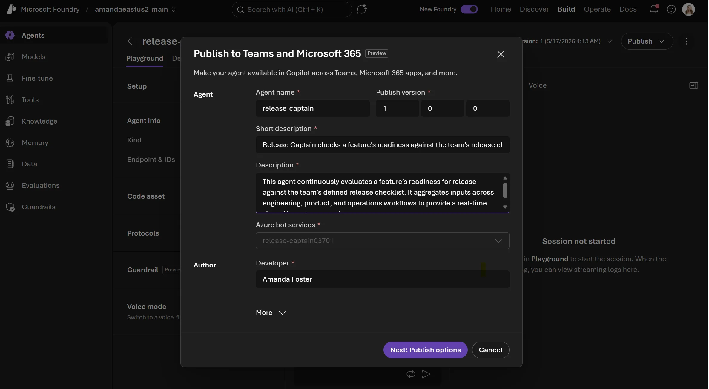 Foundry'de Agent Dağıtımı: Teams ve M365 Copilot Devri